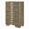 Leky Tall Dresser Chest | 5 Reeded Drawers w Handles | Antique Oak Brown