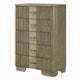 Leky Tall Dresser Chest | 5 Reeded Drawers w Handles | Antique Oak Brown