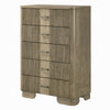 Leky Tall Dresser Chest | 5 Reeded Drawers w Handles | Antique Oak Brown