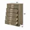 Leky Tall Dresser Chest | 5 Reeded Drawers w Handles | Antique Oak Brown