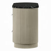 Trex Nightstand | 2 Reeded Drawers w Black Faux Marble Oval Top | Beige