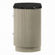 Trex Nightstand | 2 Reeded Drawers w Black Faux Marble Oval Top | Beige