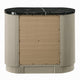 Trex Nightstand | 2 Reeded Drawers w Black Faux Marble Oval Top | Beige