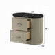Trex Nightstand | 2 Reeded Drawers w Black Faux Marble Oval Top | Beige