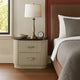 Trex Nightstand | 2 Reeded Drawers w Black Faux Marble Oval Top | Beige