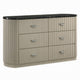 Trex Dresser | 63" | 6 Reeded Drawers w Black Faux Marble Top | Beige