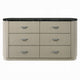Trex Dresser | 63" | 6 Reeded Drawers w Black Faux Marble Top | Beige