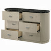 Trex Dresser | 63" | 6 Reeded Drawers w Black Faux Marble Top | Beige