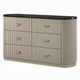 Trex Dresser | 63" | 6 Reeded Drawers w Black Faux Marble Top | Beige