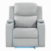 Ely Power Motion Reclining Chair w LED | Light Gray Synthetic Leather