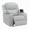 Ely Power Motion Reclining Chair w LED | Light Gray Synthetic Leather