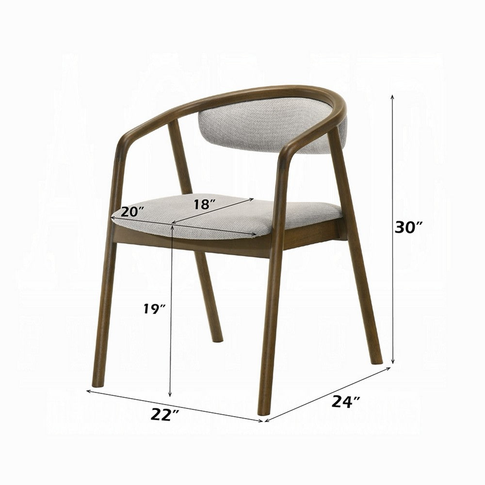 Lina Dining Side Chair | Gray Chenille Seat & Back | Walnut Brown Wood