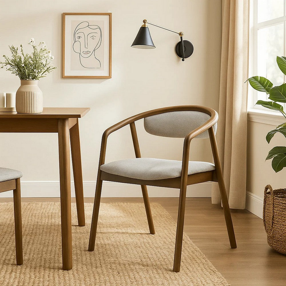 Lina Dining Side Chair | Gray Chenille Seat & Back | Walnut Brown Wood