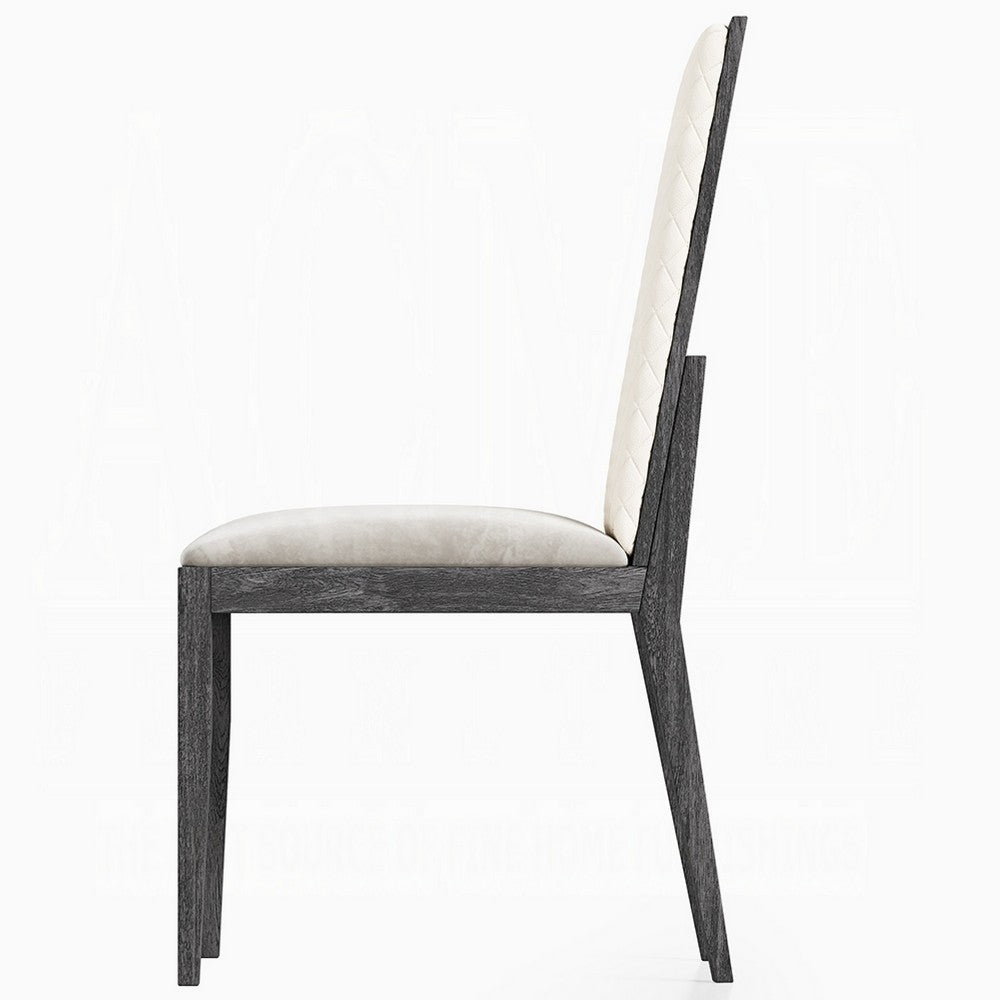 Veny Dining Side Chair Set of 2 | Quilted Gray Synthetic Leather Back