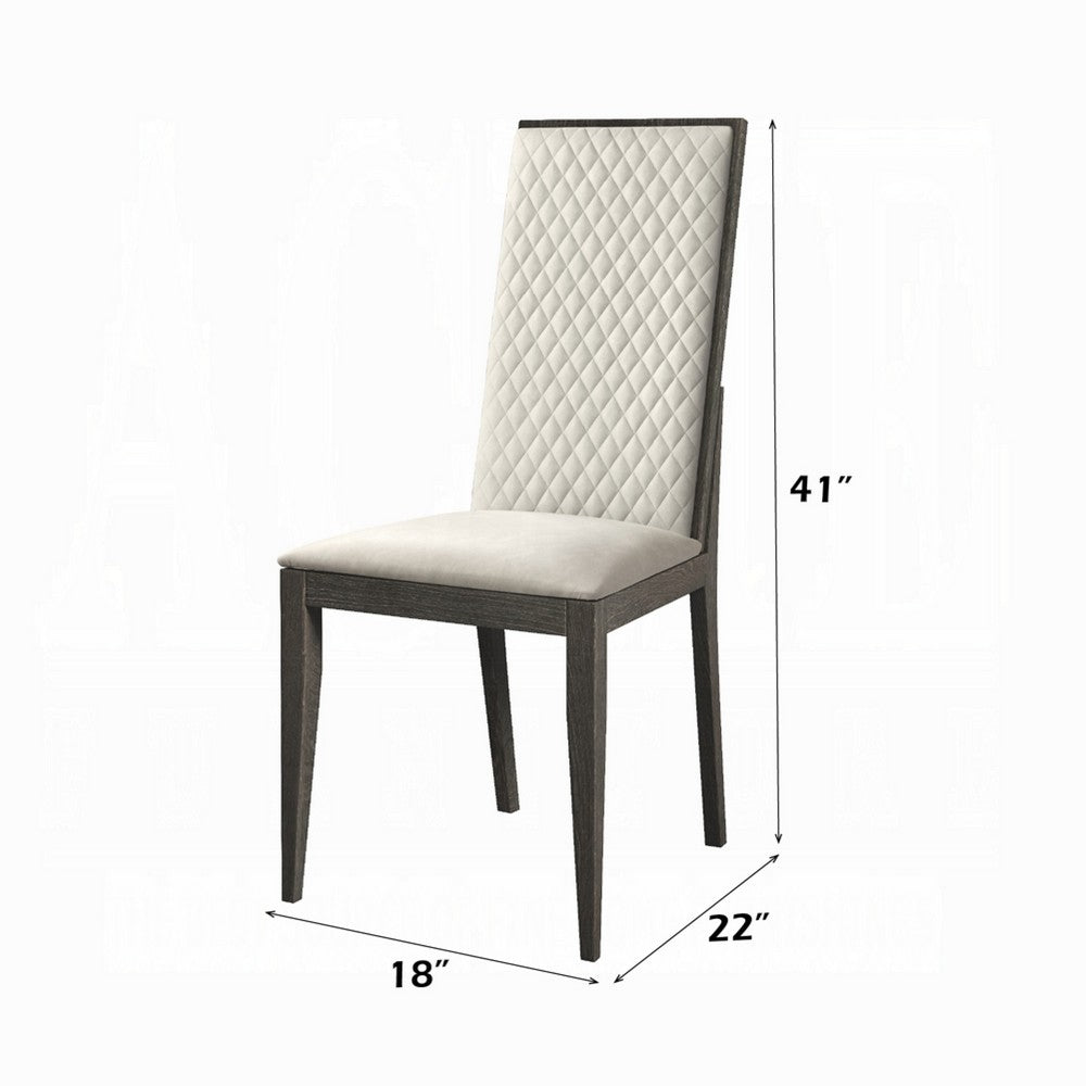 Veny Dining Side Chair Set of 2 | Quilted Gray Synthetic Leather Back