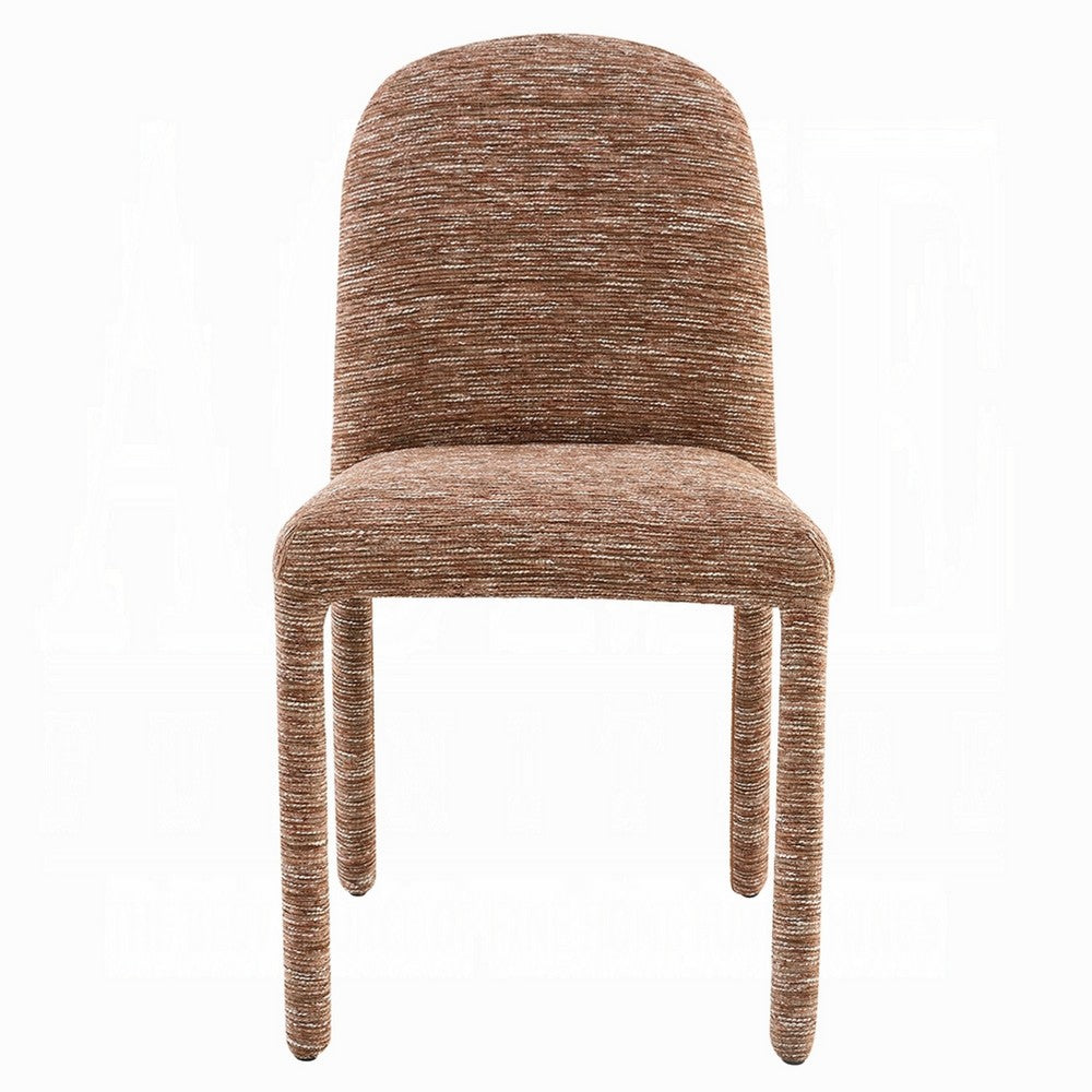 Ladi Dining Side Chair Set of 2 | Brown Chenille Padded Seat & Back