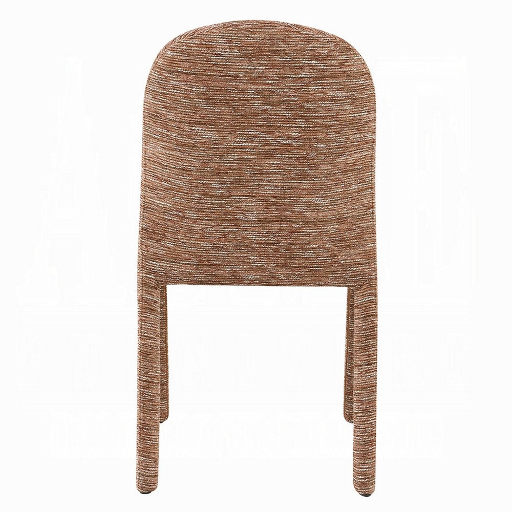 Ladi Dining Side Chair Set of 2 | Brown Chenille Padded Seat & Back
