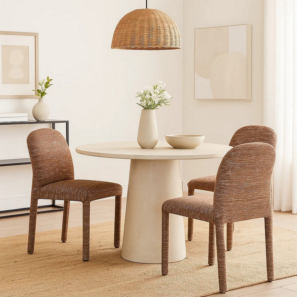 Ladi Dining Side Chair Set of 2 | Brown Chenille Padded Seat & Back