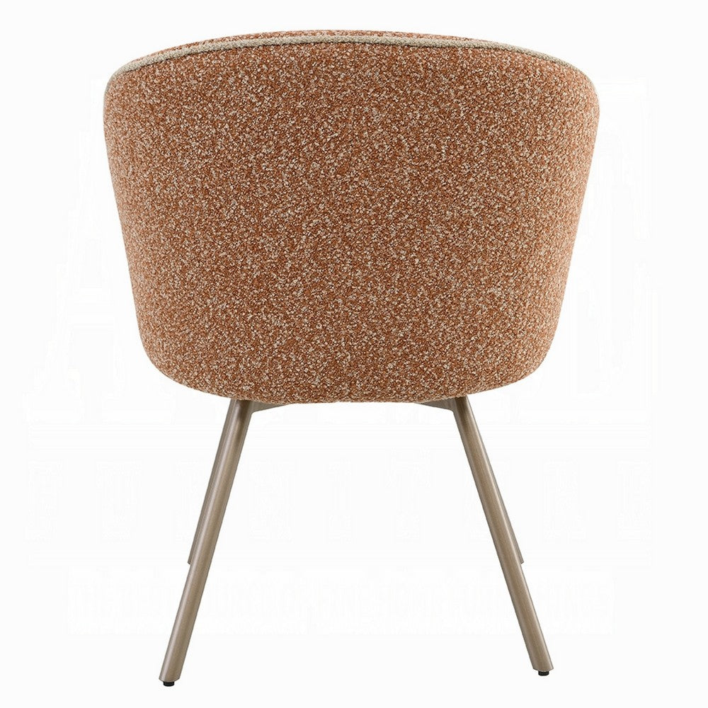 Ladi Dining Side Chair Set of 2 | Rust Orange Boucle | Metal Angled Legs