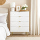 Tyra Tall Dresser Chest | 5 Wave Pattern Drawers w Gold Handles | White