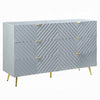 Tyra Dresser | 55" | 6 Wave Patterned Drawers w Gold Handles | Gray