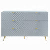 Tyra Dresser | 55" | 6 Wave Patterned Drawers w Gold Handles | Gray