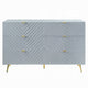 Tyra Dresser | 55" | 6 Wave Patterned Drawers w Gold Handles | Gray