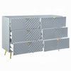 Tyra Dresser | 55" | 6 Wave Patterned Drawers w Gold Handles | Gray