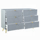 Tyra Dresser | 55" | 6 Wave Patterned Drawers w Gold Handles | Gray