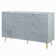 Tyra Dresser | 55" | 6 Wave Patterned Drawers w Gold Handles | Gray