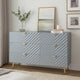 Tyra Dresser | 55" | 6 Wave Patterned Drawers w Gold Handles | Gray