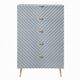 Tyra Tall Dresser Chest | 5 Wave Pattern Drawers w Gold Handles | Gray
