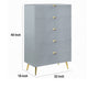 Tyra Tall Dresser Chest | 5 Wave Pattern Drawers w Gold Handles | Gray