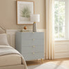 Tyra Tall Dresser Chest | 5 Wave Pattern Drawers w Gold Handles | Gray