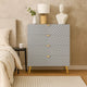 Tyra Tall Dresser Chest | 5 Wave Pattern Drawers w Gold Handles | Gray