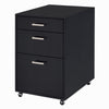 Bard File Cabinet | 3 Drawers w Chrome Metal Handles | Black High Gloss