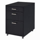 Bard File Cabinet | 3 Drawers w Chrome Metal Handles | Black High Gloss