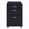 Bard File Cabinet | 3 Drawers w Chrome Metal Handles | Black High Gloss