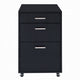 Bard File Cabinet | 3 Drawers w Chrome Metal Handles | Black High Gloss