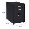 Bard File Cabinet | 3 Drawers w Chrome Metal Handles | Black High Gloss