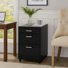 Bard File Cabinet | 3 Drawers w Chrome Metal Handles | Black High Gloss