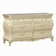 Cheny Wide Dresser | 7 Drawers | Granite Top | Baroque Style Pearl White