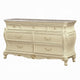 Cheny Wide Dresser | 7 Drawers | Granite Top | Baroque Style Pearl White