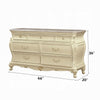 Cheny Wide Dresser | 7 Drawers | Granite Top | Baroque Style Pearl White