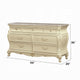 Cheny Wide Dresser | 7 Drawers | Granite Top | Baroque Style Pearl White