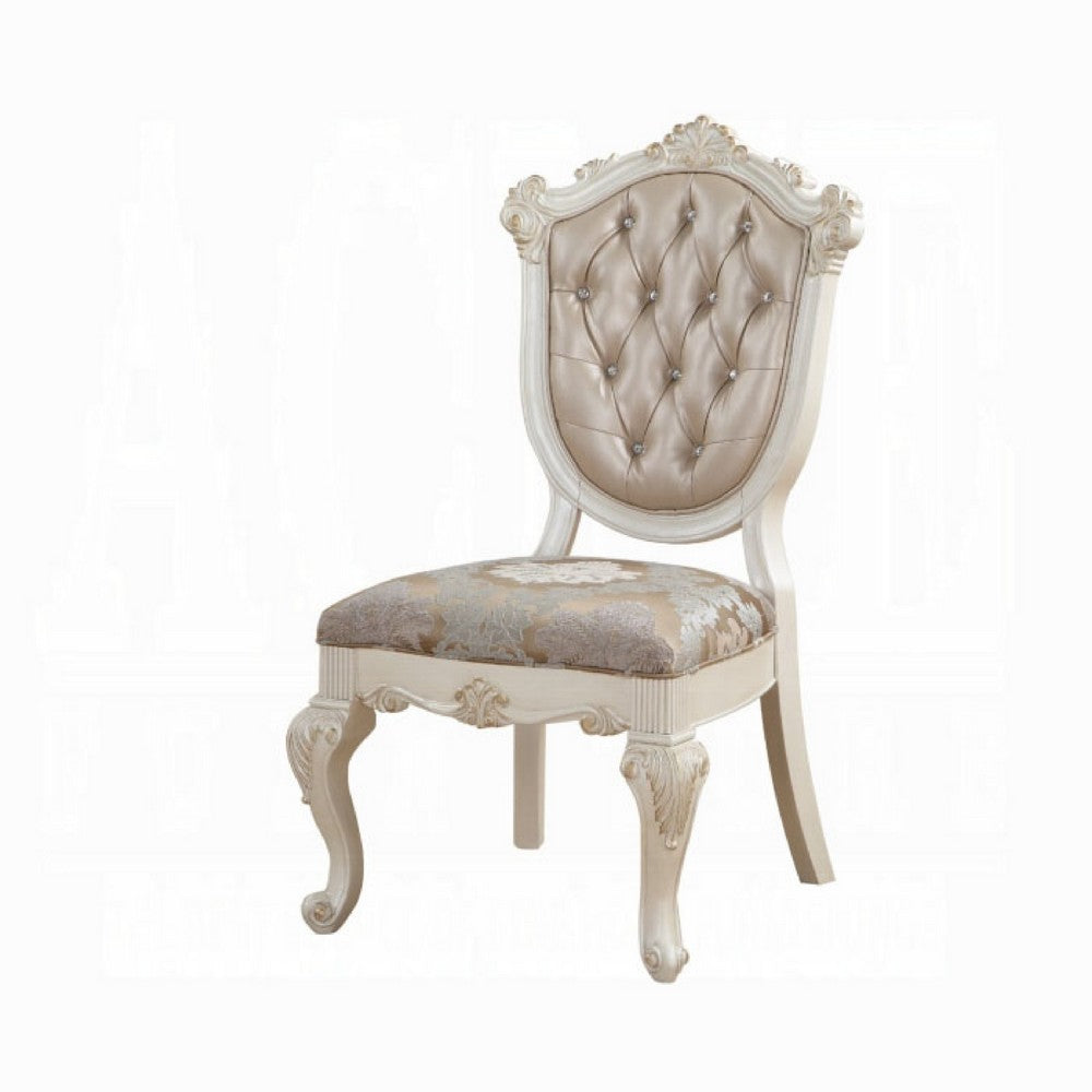 Cheny Dining Side Chair Set of 2 | Faux Leather | Baroque Pearl Beige