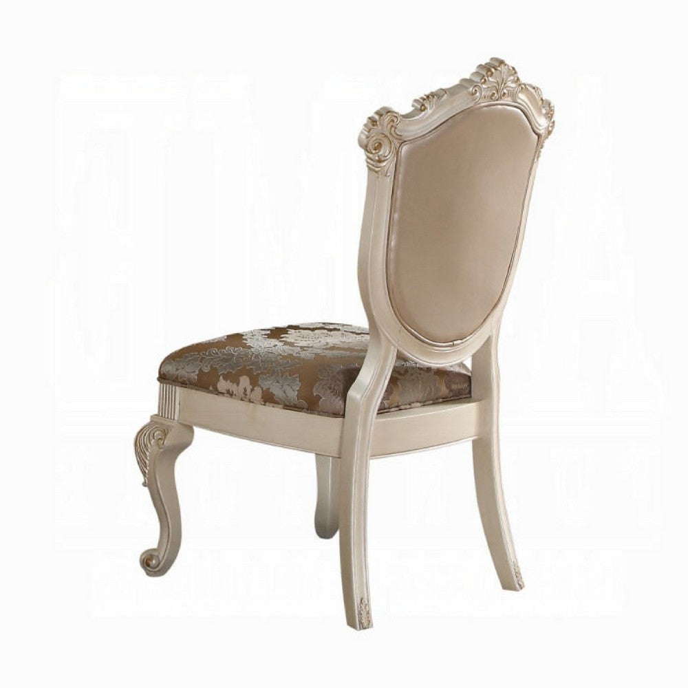 Cheny Dining Side Chair Set of 2 | Faux Leather | Baroque Pearl Beige
