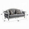 Fil Classic Sofa with 4 Pillow | Button Tufting | Antique White Trim 88"