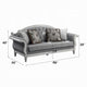Fil Classic Sofa with 4 Pillow | Button Tufting | Antique White Trim 88"