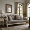 Fil Classic Sofa with 4 Pillow | Button Tufting | Antique White Trim 88"